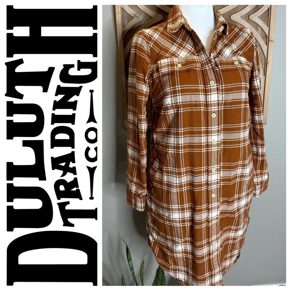 Duluth Trading Company plaid shirt dress
